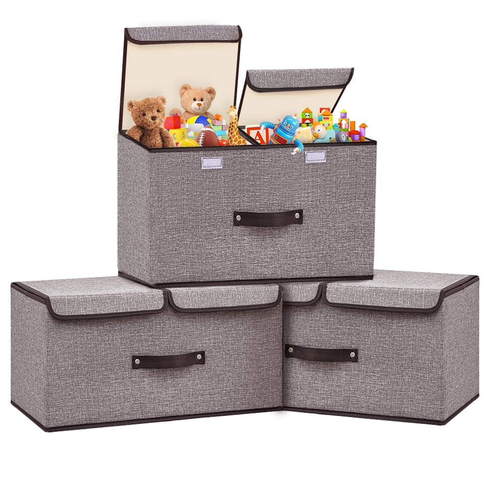 StorageWorks Fabric Storage Bins with Lids & Handles, Decorative Storage  Boxes for Closet & Shelf, Large Storage Bins, 2-Pack, Gray, 14.7 x 9.8 x