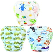 Wegreeco Baby & Toddler Snap One Size Adjustable Reusable Baby Swim Diaper Diving,Ocean,Turtle,Large,3 Pack