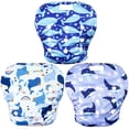 thumbnail image 1 of Wegreeco Baby & Toddler Snap One Size Adjustable Reusable Baby Swim Diaper (Whale, Small, 3 Pack) Small (Pack of 3) Whale, 1 of 6