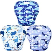 Wegreeco Baby & Toddler Snap One Size Adjustable Reusable Baby Swim Diaper (Whale, Small, 3 Pack) Small (Pack of 3) Whale