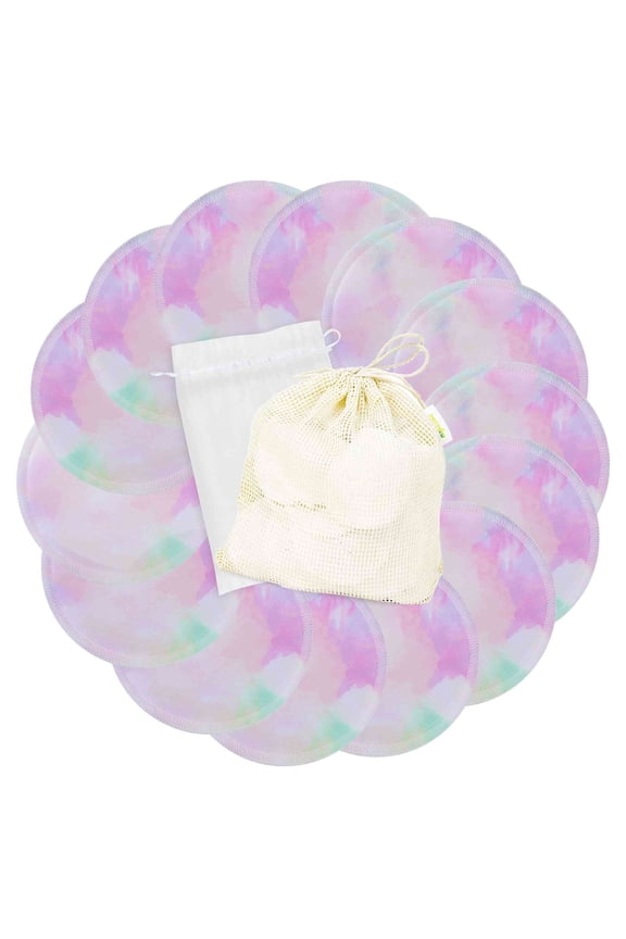 Nursing Pads (14 Pack) + Laundry Bag & Travel Storage Bag, 4.7 inch - Washable & Reusable Breastfeeding Nursing Pads (Dreamy, Large)