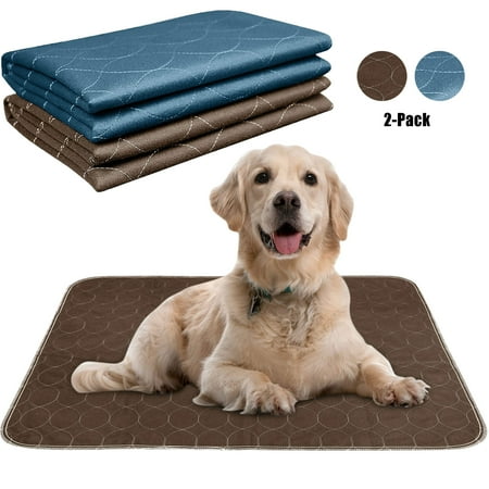 Wegreeco Pack of 2 Washable Pee Pads for Dogs, Rectangle Reusable Dog Training Pads, Fast Absorbing Washable Pee Pads Dogs, Dark Brown and Navy Blue