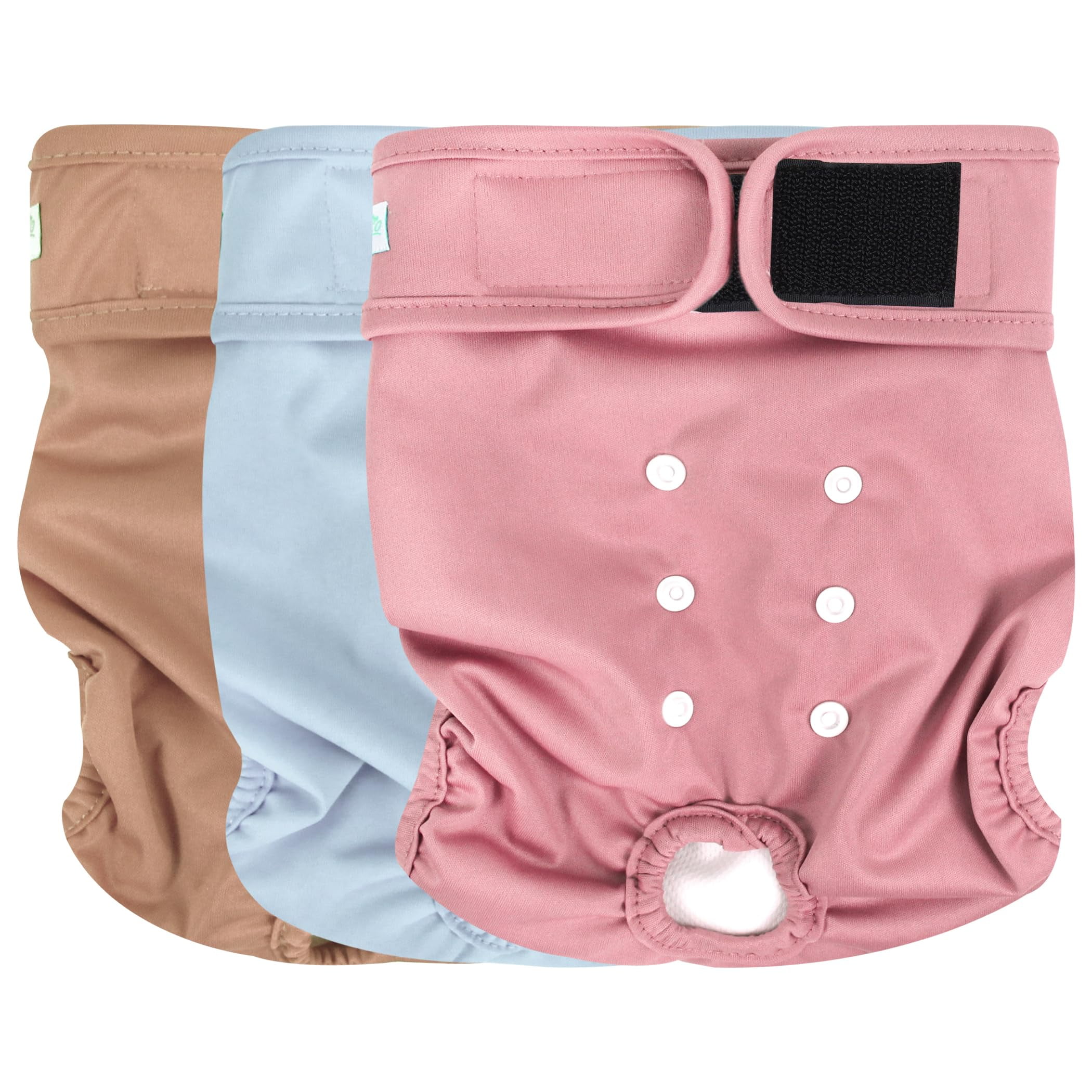 Wegreeco Pack of 3 Reusable Dog Diapers Female, Washable Premium Female Doggie Diapers, Super-Absorbent Dog Wraps, Large, Morandi