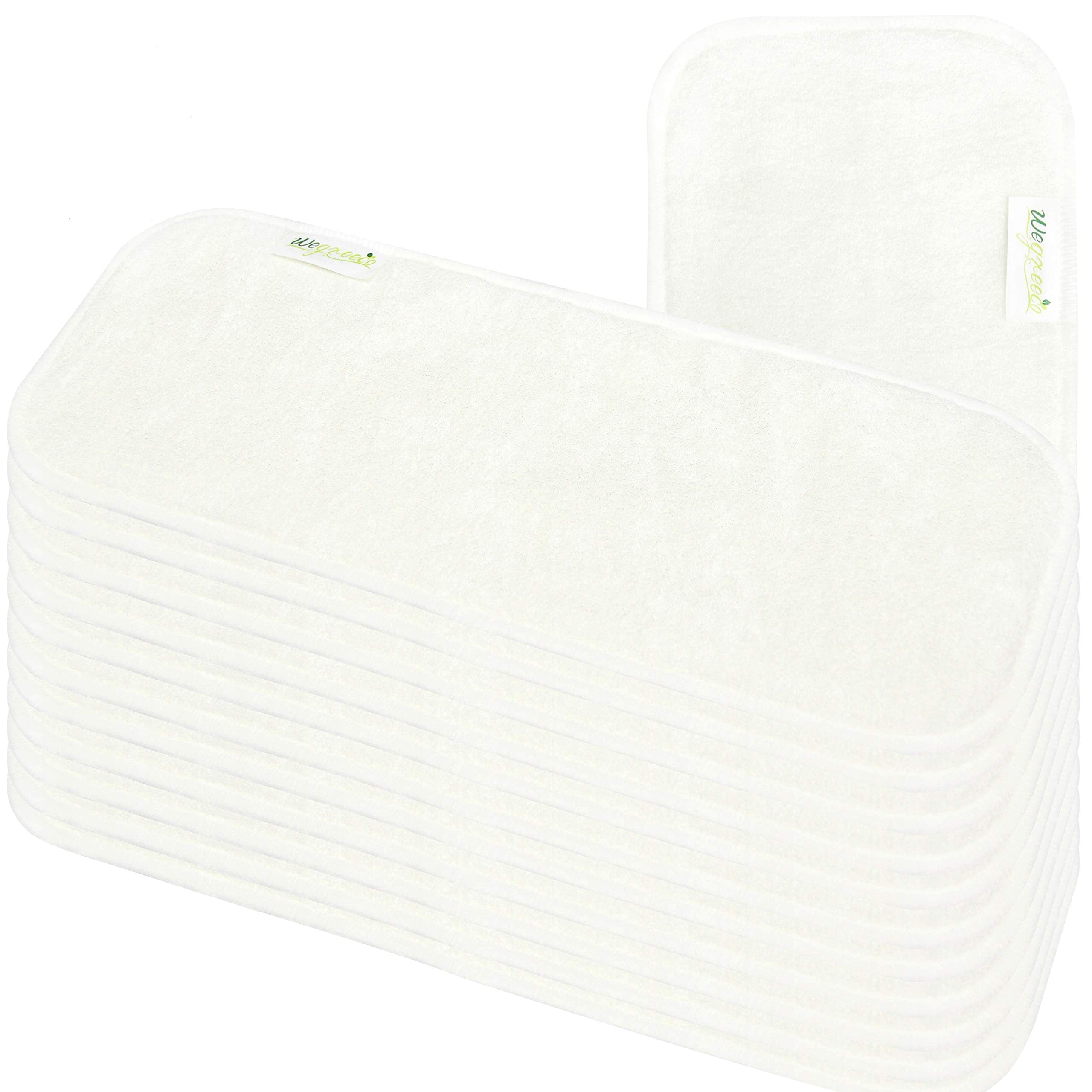 Wegreeco Reusable Soft 4 Layers 12 Pack Bamboo Charcoal Inserts for Baby Cloth Diaper,High Absorbing Washable Liners