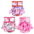 thumbnail image 1 of Wegreeco Washable Dog Diapers (3 Pack), Highly Absorbent Dog Diapers for Female Dogs, Reusable Dog Dresses for Dogs (Ocean of Flowers, Small), 1 of 7