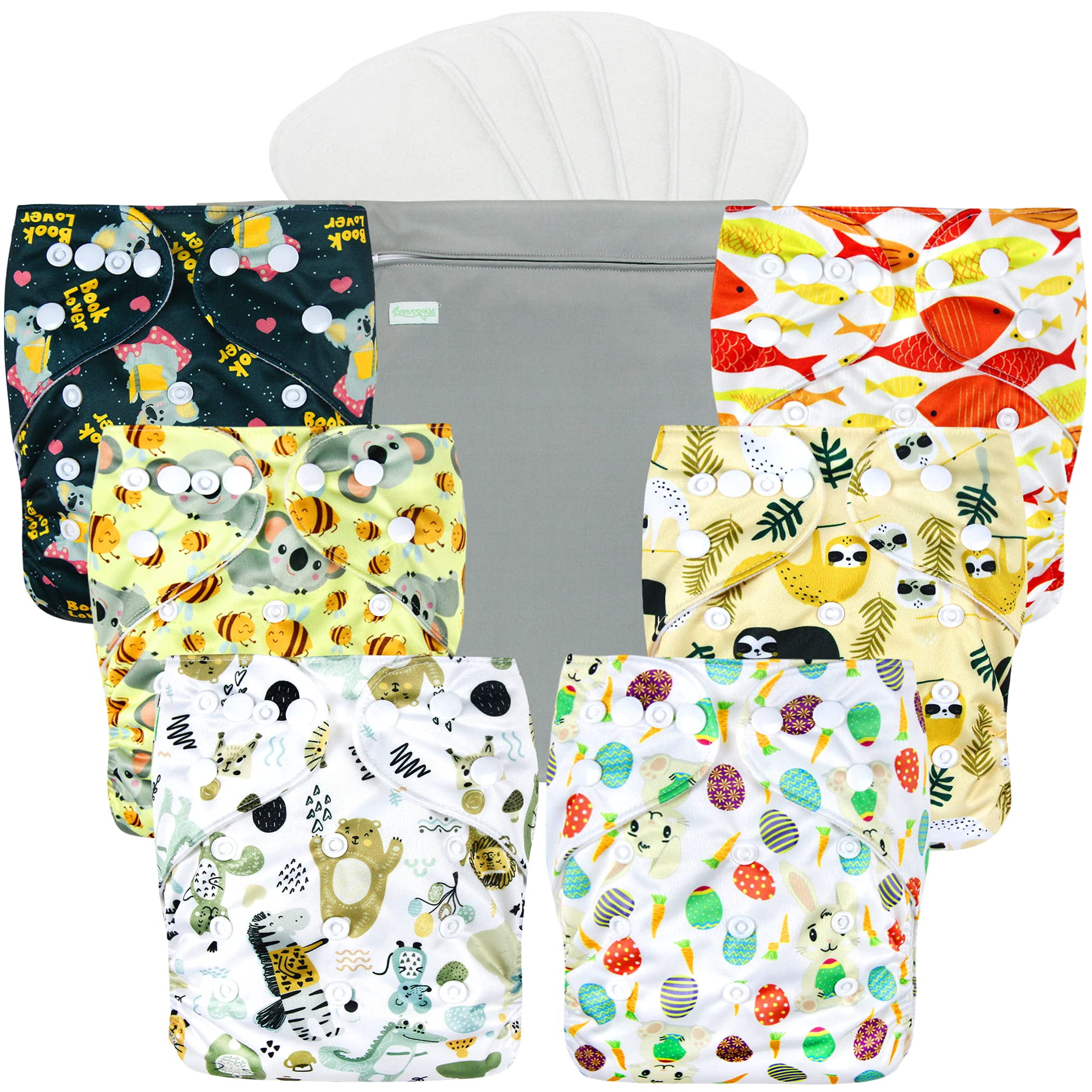 Lictin Baby Girl Boy Adjustable Cloth Diaper Covers Pocket Inserts Wet Bags  Lot