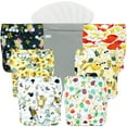 thumbnail image 1 of Wegreeco Washable Reusable Baby Cloth Pocket Diapers 6 Pack + 6 Bamboo Inserts (with 1 Wet Bag, Animal World), 1 of 6