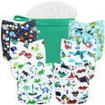 thumbnail image 1 of Wegreeco Washable Reusable Baby Cloth Pocket Diapers 6 Pack + 6 Bamboo Inserts (with 1 Wet Bag, Car, Airplane), 1 of 6