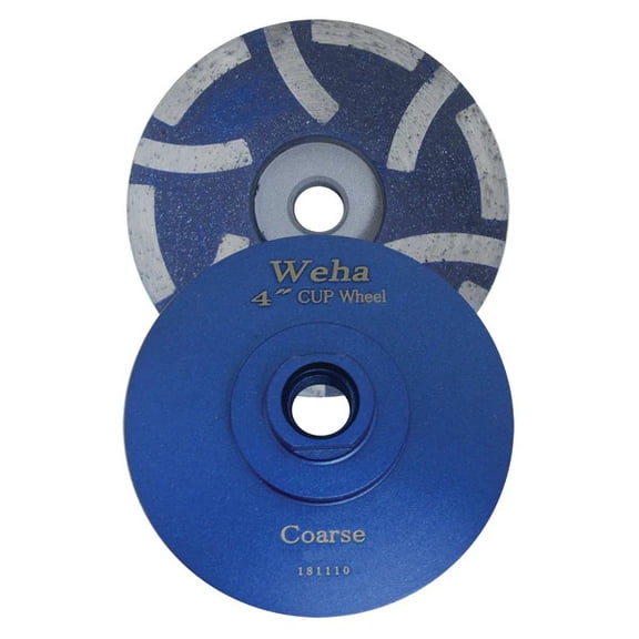 Weha 4 Inch Coarse Resin Filled Diamond Cup Wheel, 5/8-11 Thread for Granite, Marble & Engineered Stone