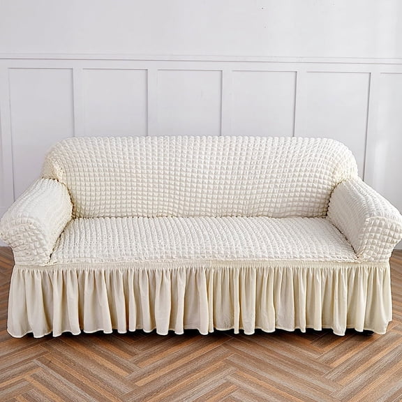 Wehilion 1 Piece Sofa Slipcover with Pleated Ruffled Skirt Washable High Stretch Durable Furniture Protector Stretch Sofa slipcover, Skirt Couch Protector for Kids, Pets