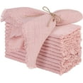 thumbnail image 1 of Wehilion 12 Pieces Cotton Linen Cloth Napkin Handmade Cloth Napkin with Fringe 17 x 17 Inch Soft Cloth Dinner Wedding Napkin Square Rustic Fringe Napkin for Dinners, Parties, Weddings, Dusty Pink, 1 of 7