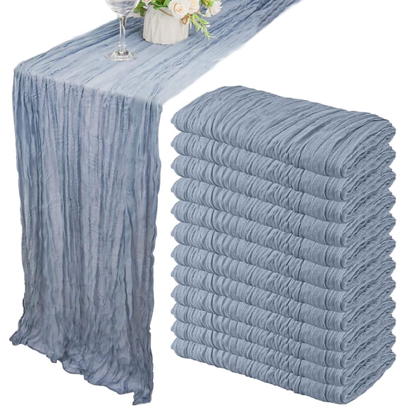 Wehilion 12PCS Cheesecloth Table Runner Boho Gauze Table Runner Cheese Cloth Long Table Runner Rustic Table Runner for Wedding Bridal Shower Birthday Party Table Decor