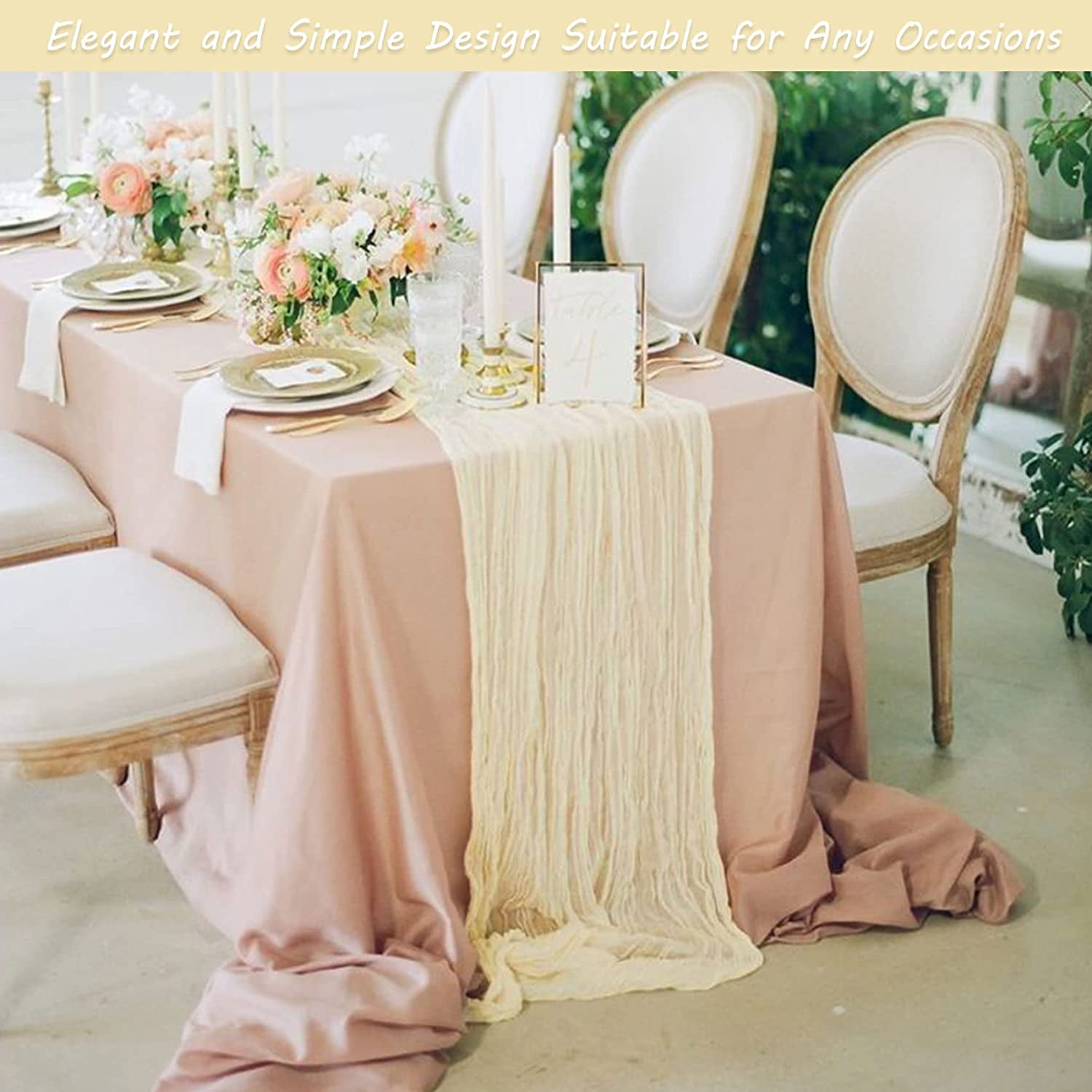 Wehilion 12PCS Cheesecloth Table Runner Boho Gauze Table Runner Cheese Cloth Long Table Runner Rustic Table Runner for Wedding Bridal Shower Birthday Party Table Decor