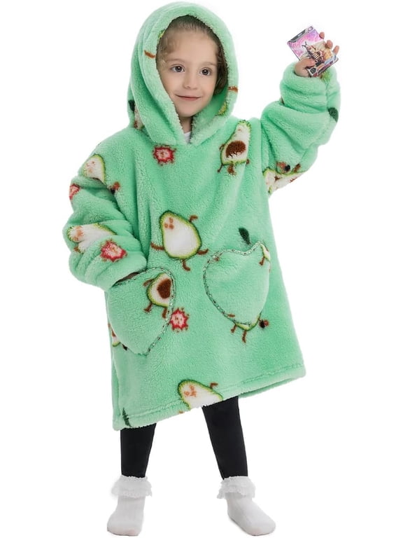 2-6YR Oversized Sweatshirt Blanket Hoodie for Kids Toddlers Cozy Hooded Blanket Sweatshirt with Pocket for Little Girl Boy