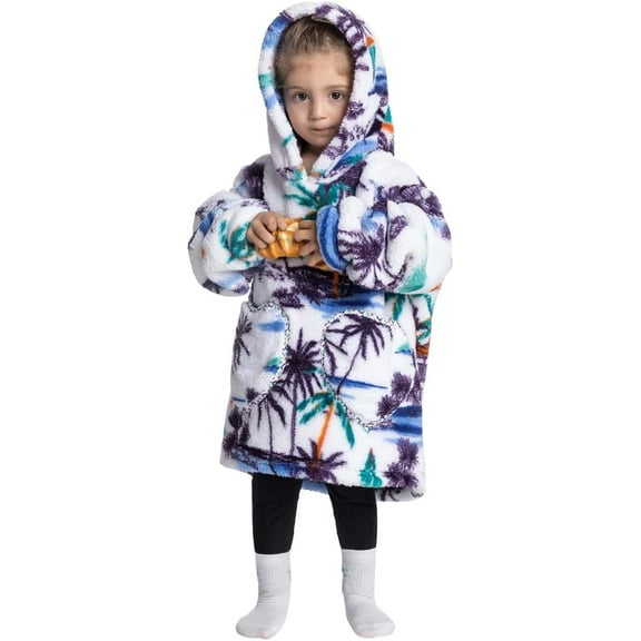 Wehilion 2-6YR Oversized Sweatshirt Blanket Hoodie for Kids Toddlers Cozy Hooded Blanket Sweatshirt with Pocket for Little Girl Boy