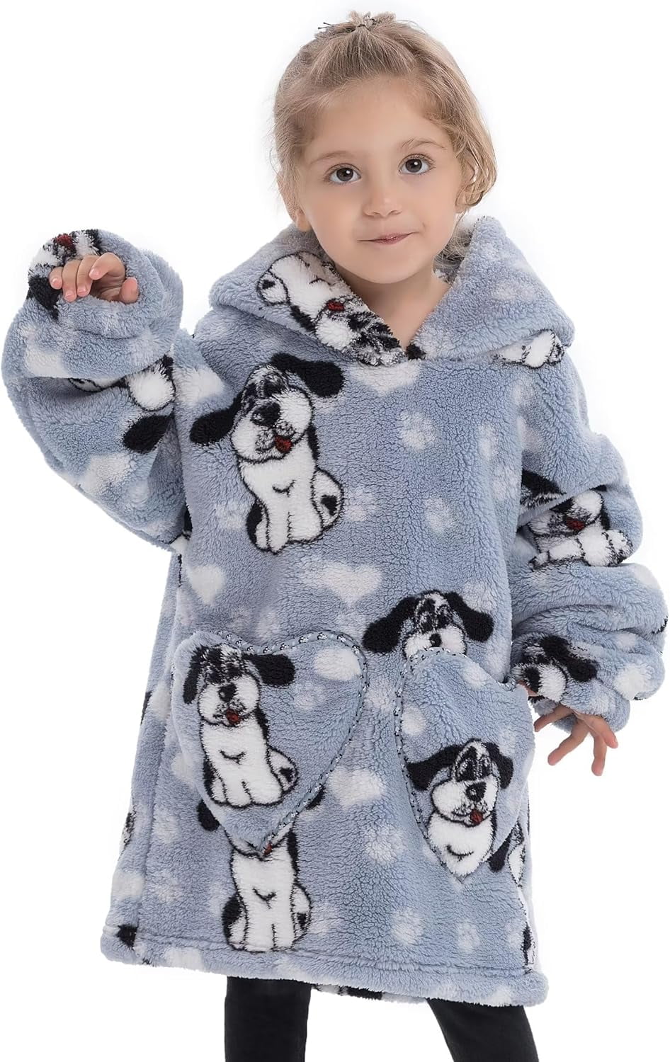 Wehilion 2-6YR Oversized Sweatshirt Hooded Blanket Sherpa Hoodie for Girls Boy Wearable Blanket Hoodie for Kids Toddlers