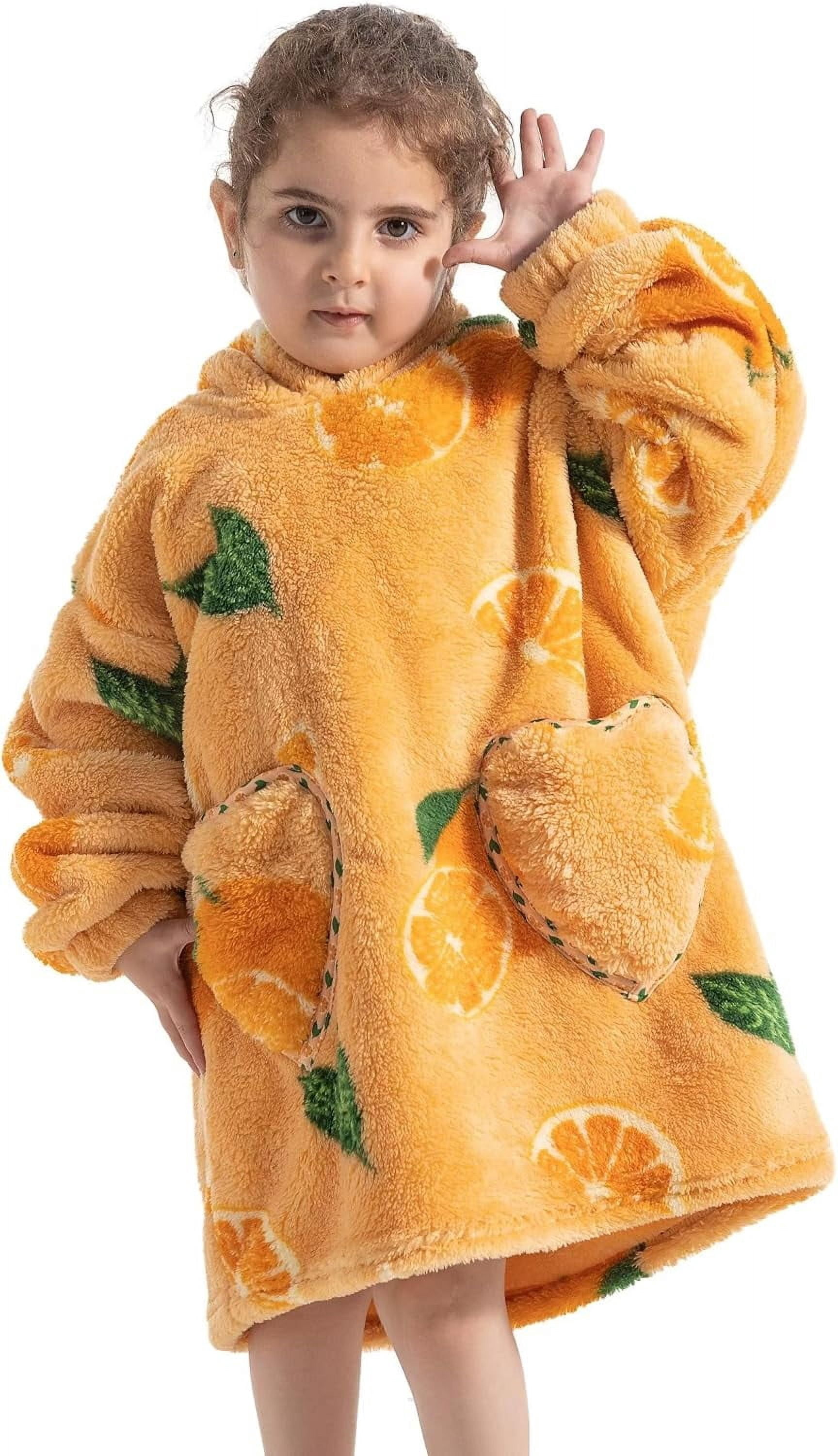 Wehilion 2-6YR Oversized Sweatshirt Hooded Blanket Sherpa Hoodie for Girls Boy Wearable Blanket Hoodie for Kids Toddlers