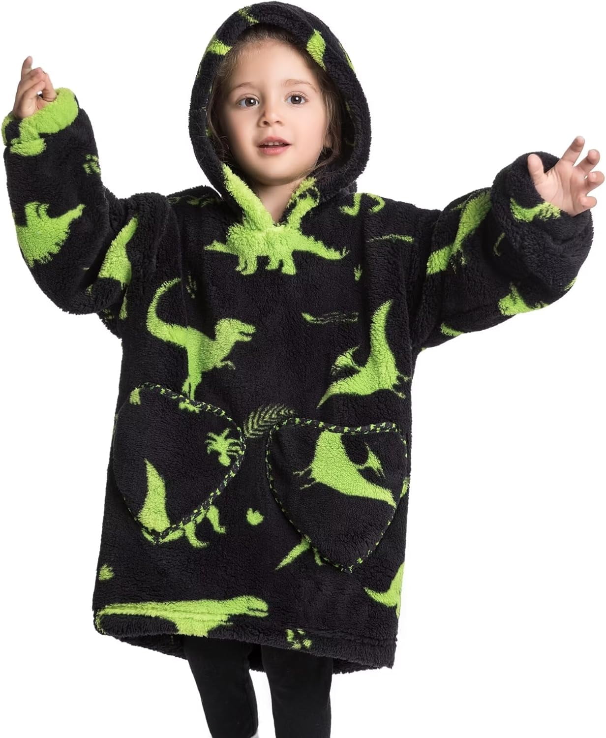 Wehilion 2-6YR Oversized Sweatshirt Hooded Blanket Sherpa Hoodie for Girls Boy Wearable Blanket Hoodie for Kids Toddlers