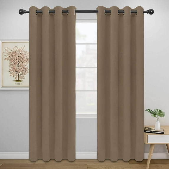 Wehilion 2 Panels Solid Thermal Insulated Grommet and Noise Reduction Window Drapes, Blackout Curtains for Bedroom, Room Darkening Curtains for Living Room,