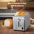 thumbnail image 1 of Wehilion 2-Slice Toaster with 1.5 inch Wide Slot, 5 Browning Setting and 3 Function: Bagel, Defrost & Cancel, Retro Stainless-Steel Style, Toast Bread Machine with Removable Crumb Tray, Silver, 1 of 11