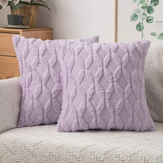 Wehilion 2pcs Christmas Throw Pillow Covers Set of 2 Decorative Farmhouse Couch Throw Pillows Boho Shells Soft Plush Wool Pillowcases for Bedroom Living Room Sofa