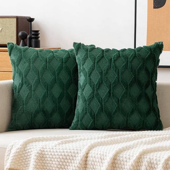 Wehilion 2pcs Christmas Throw Pillow Covers Set of 2 Decorative Farmhouse Couch Throw Pillows Boho Shells Soft Plush Wool Pillowcases for Bedroom Living Room Sofa