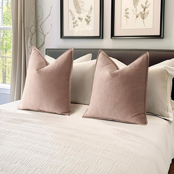 Wehilion 2pcs Decorative Pillow Covers Soft Chenille Couch Throw Pillows Farmhouse Cushion Covers with Elegant Design for Sofa Bedroom Living Room Home Decor