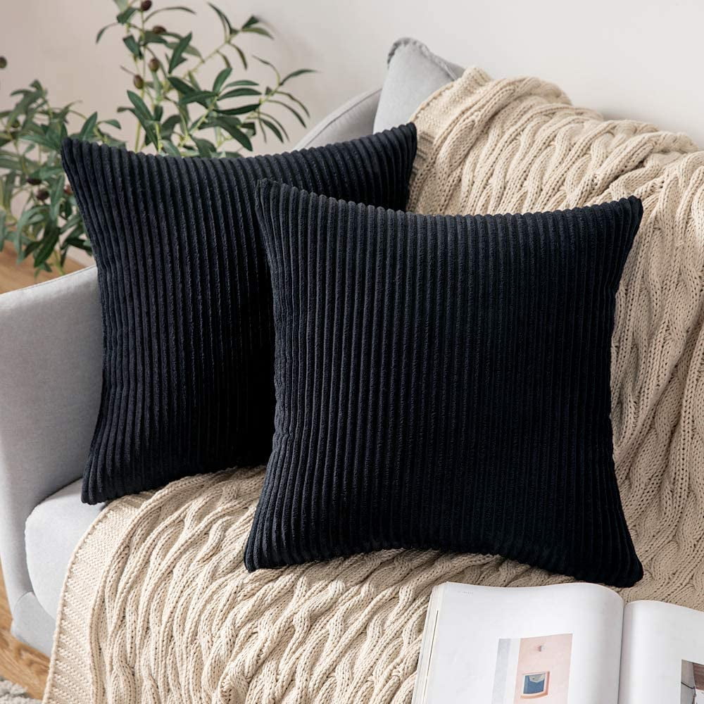 Wehilion 2pcs Throw Pillow Covers Set Cushion Cases Pillowcases for Sofa Bedroom Car Corduroy Soft Soild Decorative Square Christmas