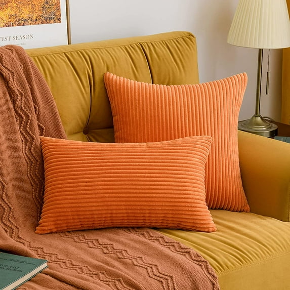 Wehilion 2pcs Throw Pillow Covers Set Cushion Cases Pillowcases for Sofa Bedroom Car Corduroy Soft Soild Decorative Square Christmas