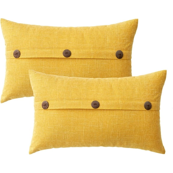 Wehilion 2pcs Triple Button Vintage Pillow Covers Cushion Case Farmhouse Christmas Pillowcase for Couch Sofa Bed Decorative Linen