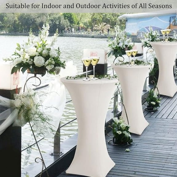 Wehilion 32x43 Inch Cocktail Table Cover Spandex Stretch Square Corners Tablecloth, Cocktail Round Table Cloth, Fitted High Top Table for Bar, Weddings, Birthday, Banquet, Party