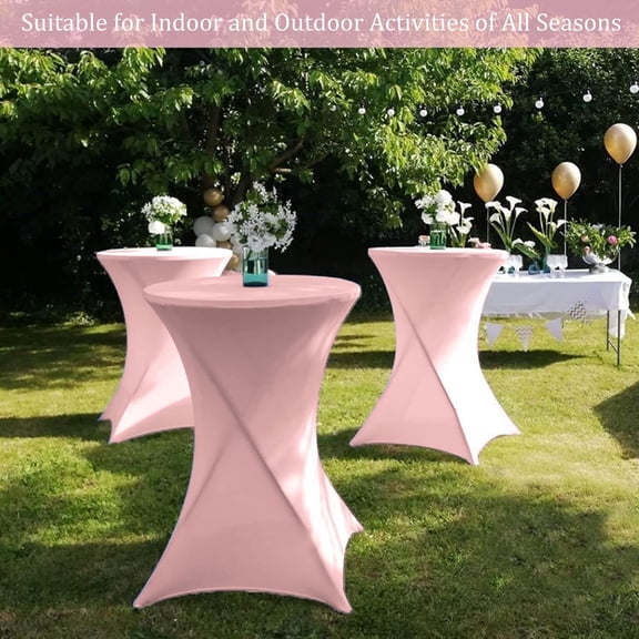Wehilion 32x43 Inch Cocktail Table Cover Spandex Stretch Square Corners Tablecloth, Cocktail Round Table Cloth, Fitted High Top Table for Bar, Weddings, Birthday, Banquet, Party