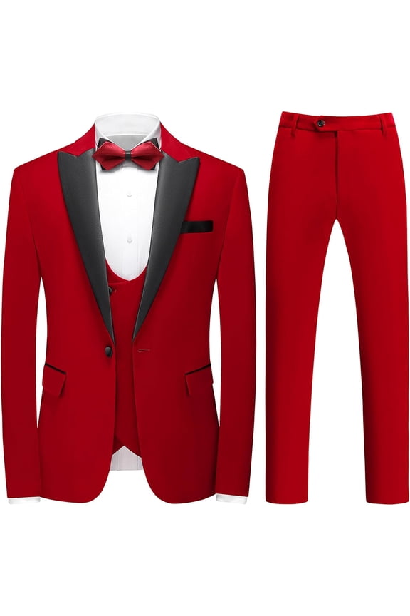 3pcs Mens Velvet Suits Slim Fit Peaked Lapel One Button Slim Fit Tuxedo Blazer  Dinner Jacket Vest Pants Suit Set