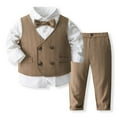 thumbnail image 1 of Wehilion 4 Pcs Baby Boys Gentleman Bowtie Formal Outfit Suits Children's double breasted vest suit set Tuxedo Wedding Party Suit, 1 of 5