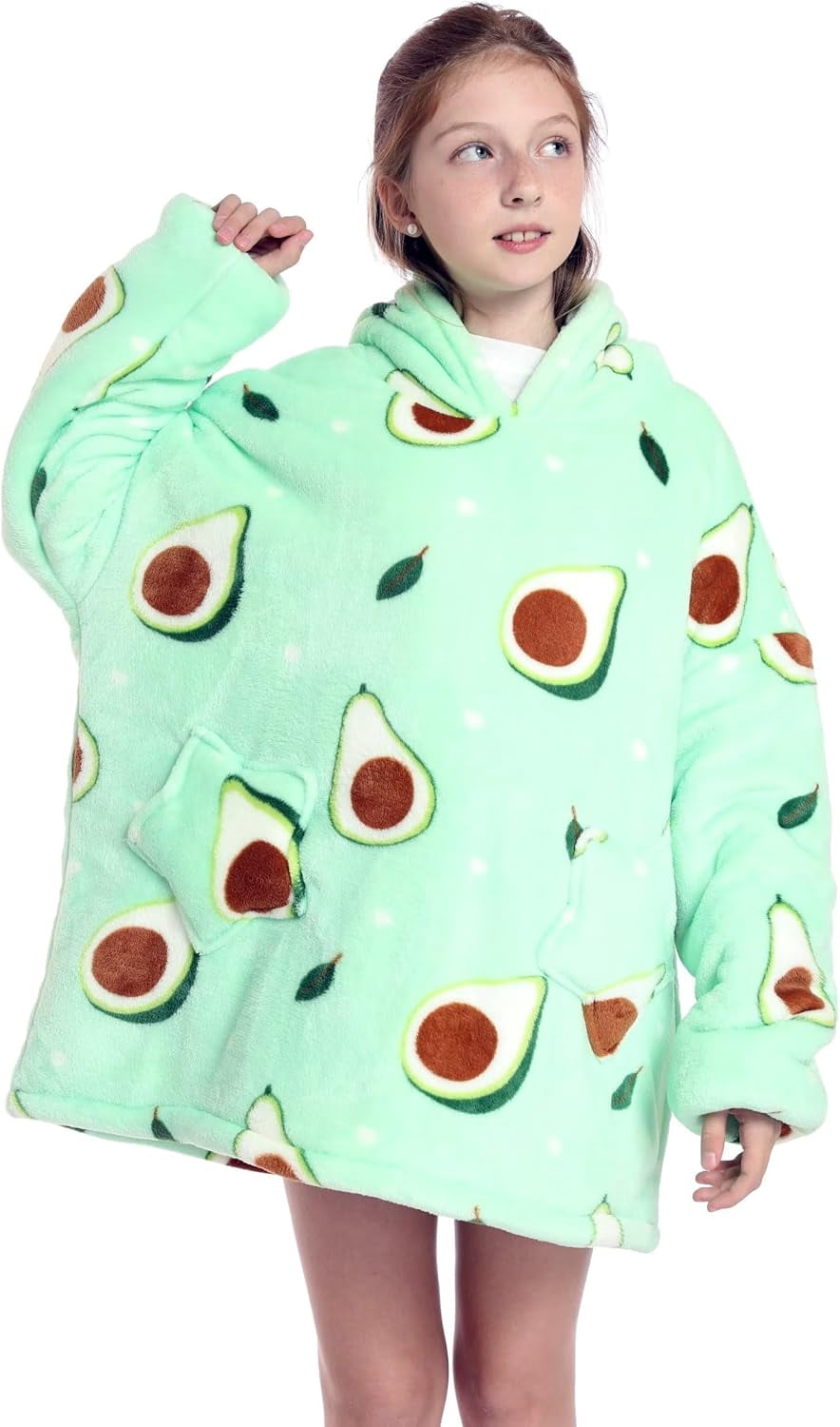 Wehilion 6-12YR Oversized Sweatshirt Hooded Blanket Sherpa Hoodie for Girls Boy Wearable Blanket Hoodie for Kids