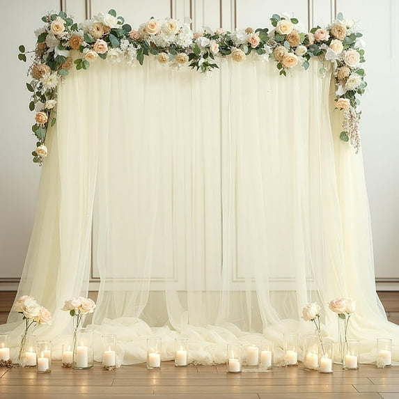 Wehilion Backdrop Curtain for Parties Sheer Tulle Backdrop Drapes for Wedding Ceremony Birthday Baby Shower Photo Backdrop Curtain Decorations