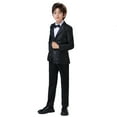 thumbnail image 1 of Wehilion Boy's suits Fashion Gentleman 4pcs Suit Set , Feather Pattern Coat, Formal Wear For Speech Performance Birthday Party, Kid's Clothes For Spring Fall Winter, 1 of 6