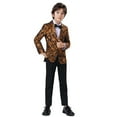thumbnail image 1 of Wehilion Boy's suits Fashion Gentleman 4pcs Suit Set , Feather Pattern Coat, Formal Wear For Speech Performance Birthday Party, Kid's Clothes For Spring Fall Winter, 1 of 6