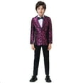 thumbnail image 1 of Wehilion Boy's suits Fashion Gentleman 4pcs Suit Set , Feather Pattern Coat, Formal Wear For Speech Performance Birthday Party, Kid's Clothes For Spring Fall Winter, 1 of 6