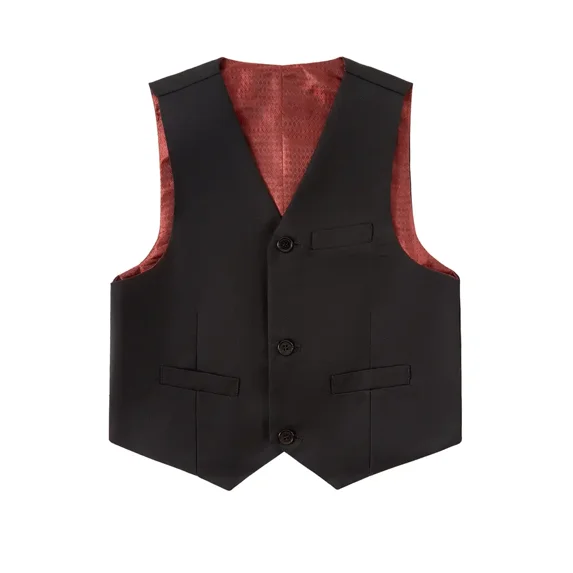 Wehilion Boys Preppy Style Suit Vest, Boys Clothing For Wedding Banquet Dress,Black 4T