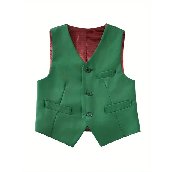 Wehilion Boys Preppy Style Suit Vest, Boys Clothing For Wedding Banquet Dress,Green 7Y