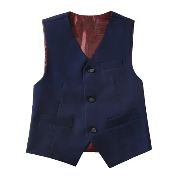 Wehilion Boys Preppy Style Suit Vest, Boys Clothing For Wedding Banquet Dress,Navy 6Y