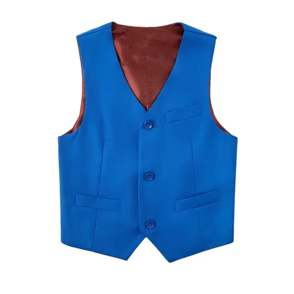 Wehilion Boys Preppy Style Suit Vest, Boys Clothing For Wedding Banquet Dress,Royal blue 14Y