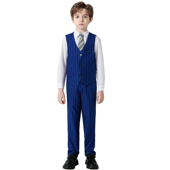 Wehilion Boys Suit 4PC Baby Suits Wedding Party Vest Suit Set Little Gentleman Waistcoat Prom Tuxedo Dress suit Outerwear Party Vest Shirt Bow tie Pants Outfits Clothes Set for Kids 8