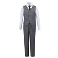 thumbnail image 1 of Wehilion Boys Suit 4PC Baby Suits Wedding Party Vest Suit Set Little Gentleman Waistcoat Prom Tuxedo Dress suit Outerwear Party Vest+Shirt+Tie+Pants Outfits Clothes Set for Kids Gray 14, 1 of 4