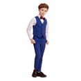thumbnail image 1 of Wehilion Boys Suit 4PC Baby Suits Wedding Party Vest Suit Set Little Gentleman Waistcoat Prom Tuxedo Dress suit Outerwear Party Vest+Shirt+Tie+Pants Outfits Clothes Set for Kids Royal Blue 4, 1 of 4