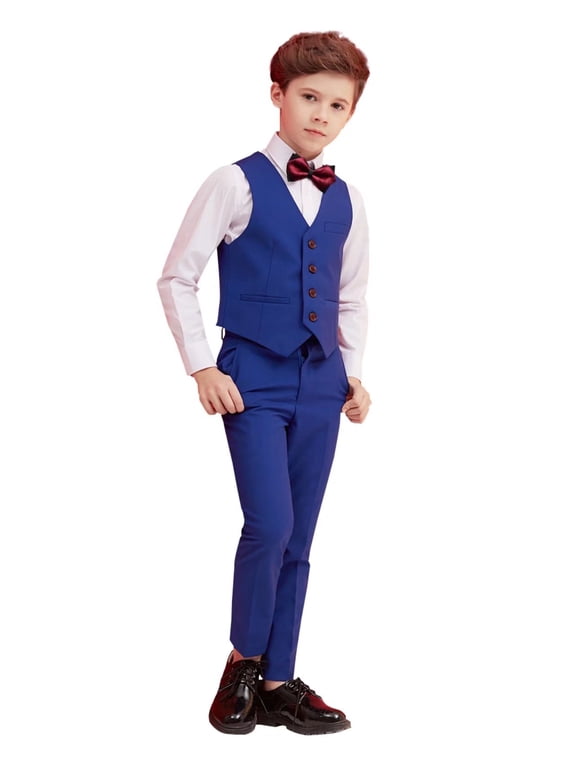 Boys' Dressy Suit Set with Vest Shirt Pants & Tie (Toddler) 4 Pack