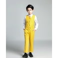 thumbnail image 1 of Wehilion Boys Suit 4PC Baby Suits Wedding Party Vest Suit Set Little Gentleman Waistcoat Prom Tuxedo Dress suit Outerwear Party Vest+Shirt+Tie+Pants Outfits Clothes Set for Kids Yellow 2T, 1 of 5