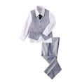 thumbnail image 1 of Wehilion Boys Suit 4PC Baby Suits Wedding Party Vest Suit Set Little Gentleman Waistcoat Prom Tuxedo Dress suit Outerwear Party Vest+Shirt+Tie+Pants Outfits Clothes Set for Kids Light gray 12, 1 of 5