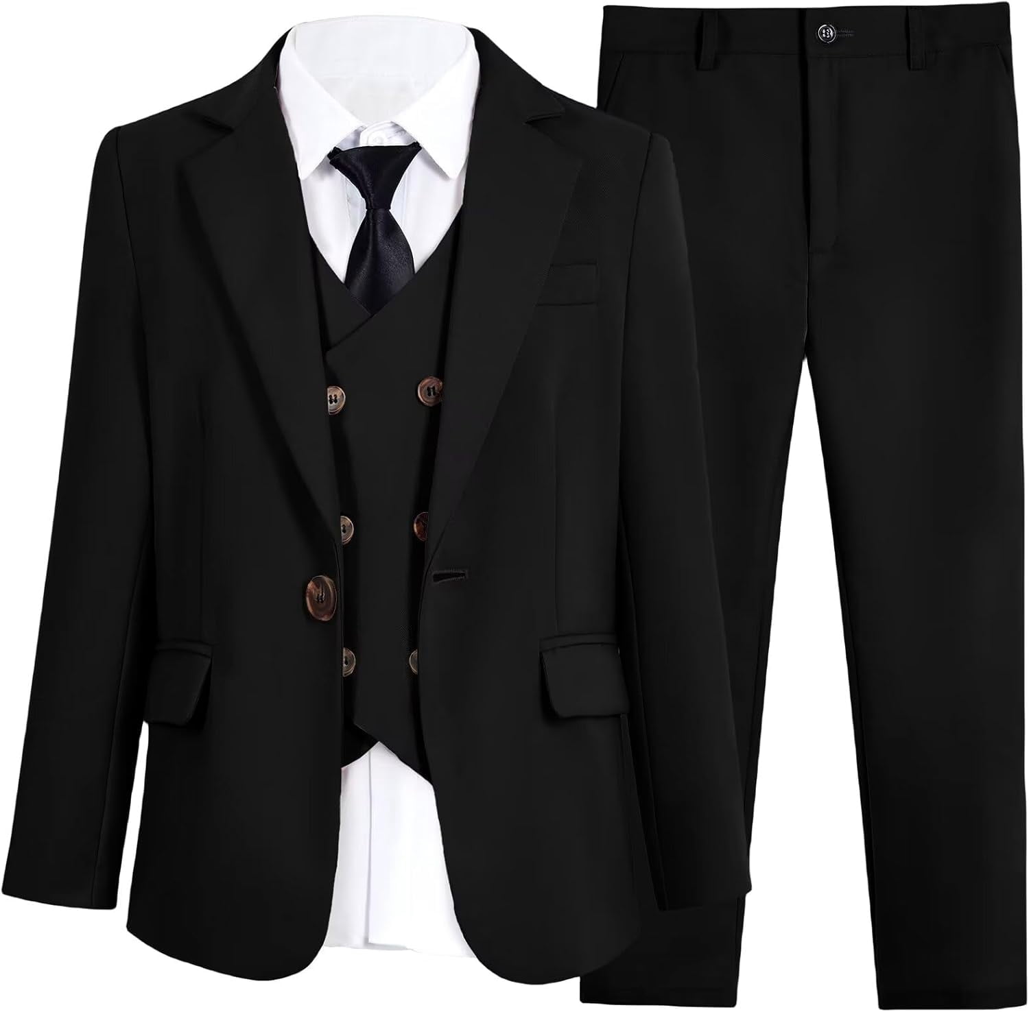 Wehilion Boys Suit Formal Slim Set Suit 3 Piece Solid Kids Tuxedo Children s Dress with Jacket